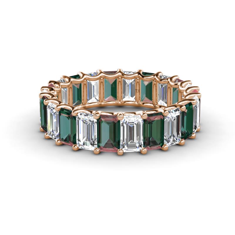 Victoria 5x3 mm Emerald Cut Lab Created Alexandrite and Lab Grown Diamond Eternity Band 