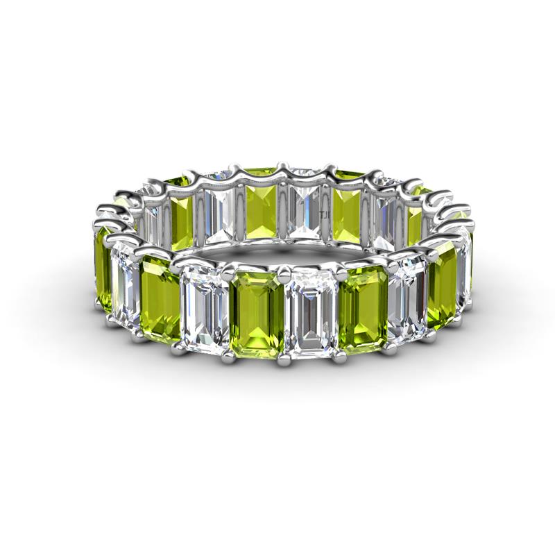 Victoria 5x3 mm Emerald Cut Peridot and Lab Grown Diamond Eternity Band 