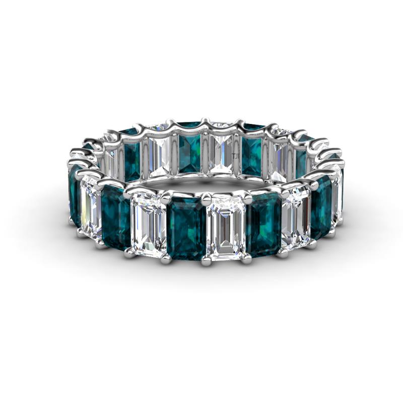 Victoria 5x3 mm Emerald Cut London Blue Topaz and Lab Grown Diamond Eternity Band 