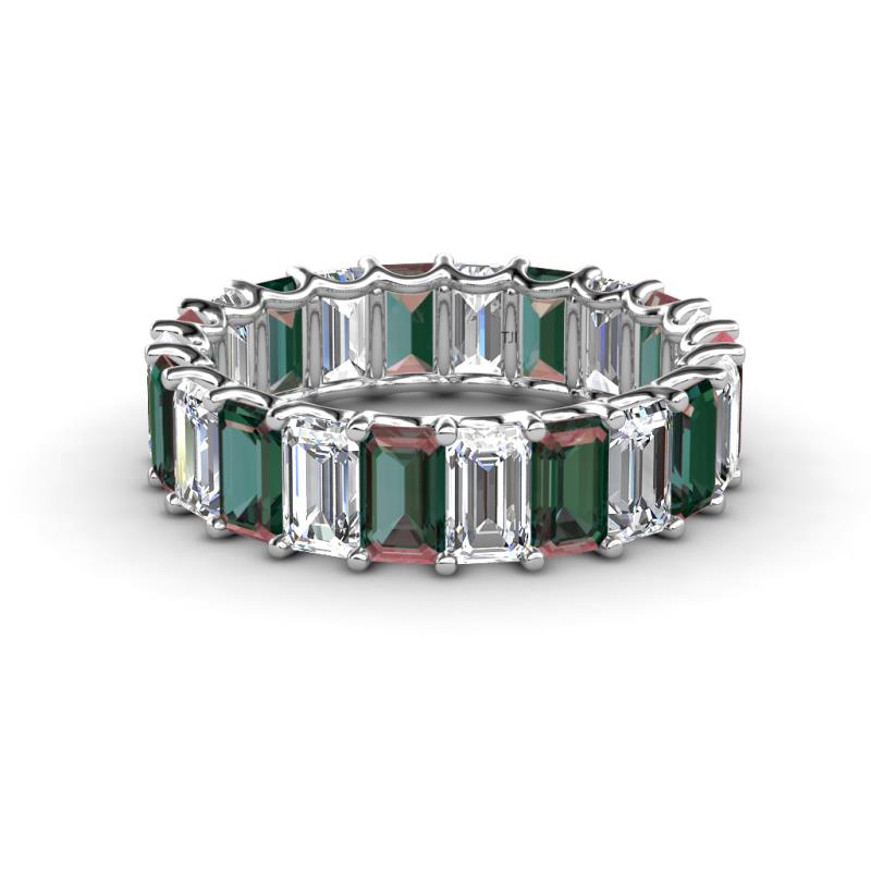 Victoria 5x3 mm Emerald Cut Lab Created Alexandrite and Lab Grown Diamond Eternity Band 