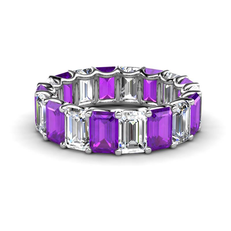 Victoria 6x4 mm Emerald Cut Amethyst and Diamond Eternity Band 