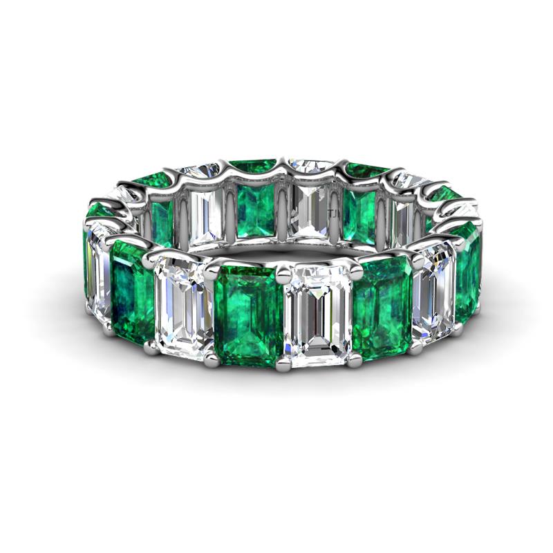 Victoria 6x4 mm Emerald Cut Emerald and Diamond Eternity Band 