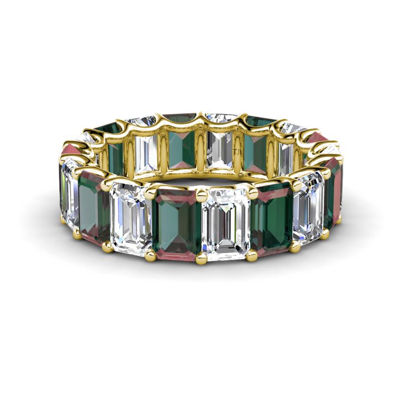 Victoria 6x4 mm Emerald Cut Diamond and Lab Created Alexandrite Eternity Band 
