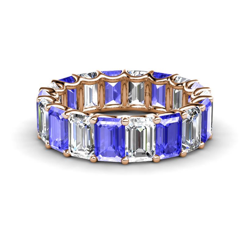 Victoria 6x4 mm Emerald Cut Tanzanite and Diamond Eternity Band 