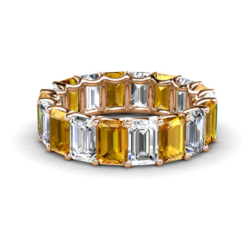 Victoria 6x4 mm Emerald Cut Citrine and Diamond Eternity Band 