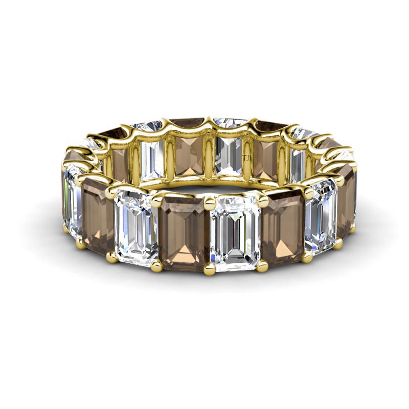 Victoria 6x4 mm Emerald Cut Smoky Quartz and Diamond Eternity Band 