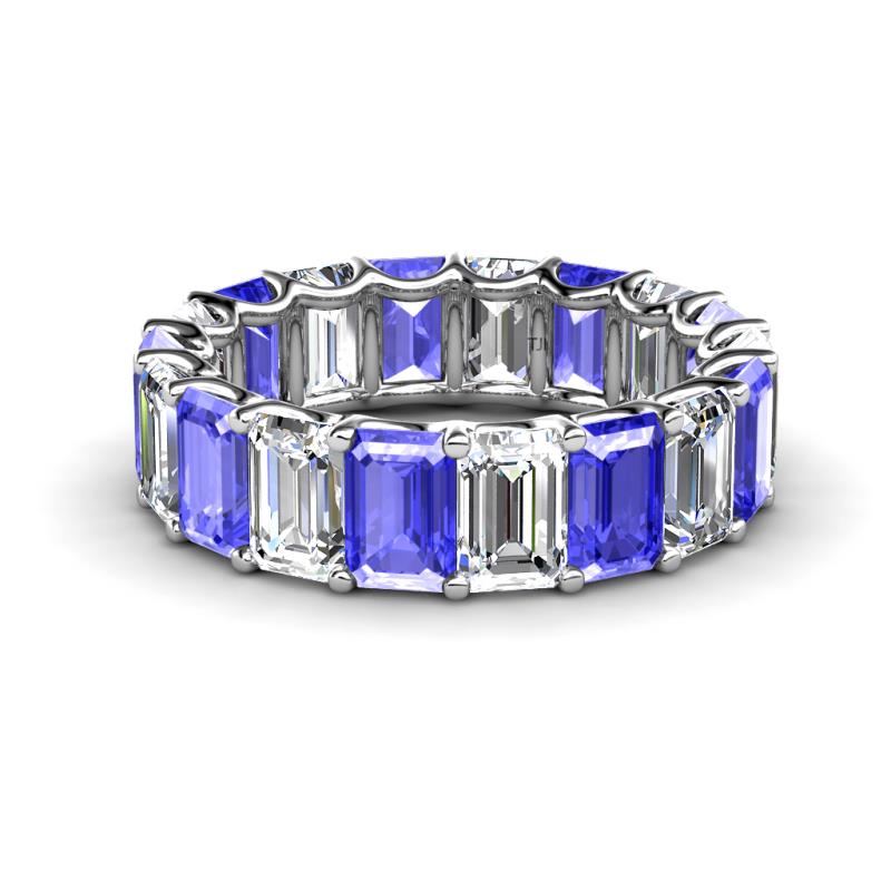 Victoria 6x4 mm Emerald Cut Tanzanite and Lab Grown Diamond Eternity Band 