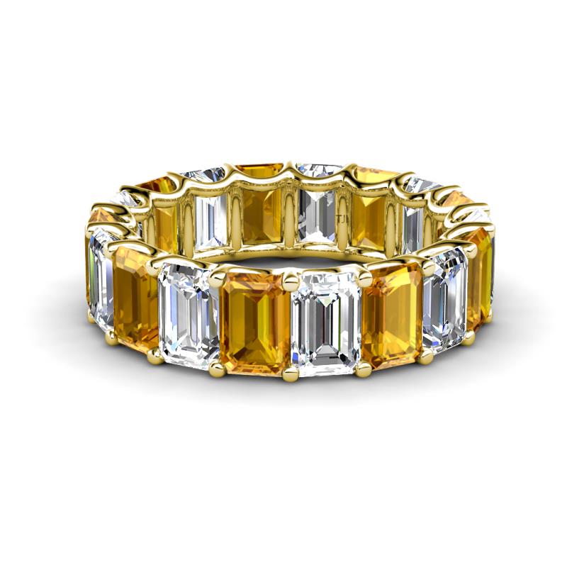 Victoria 6x4 mm Emerald Cut Citrine and Lab Grown Diamond Eternity Band 