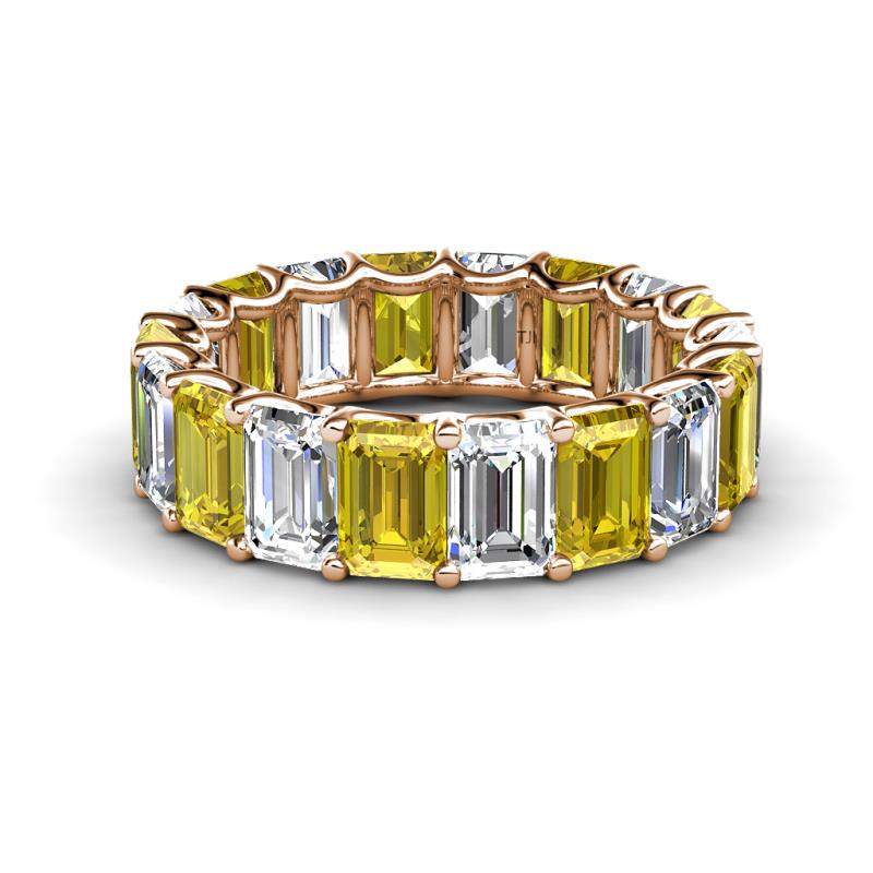 Victoria 6x4 mm Emerald Cut Yellow Sapphire and Lab Grown Diamond Eternity Band 