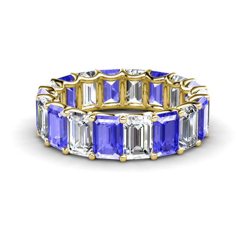 Victoria 6x4 mm Emerald Cut Tanzanite and Lab Grown Diamond Eternity Band 