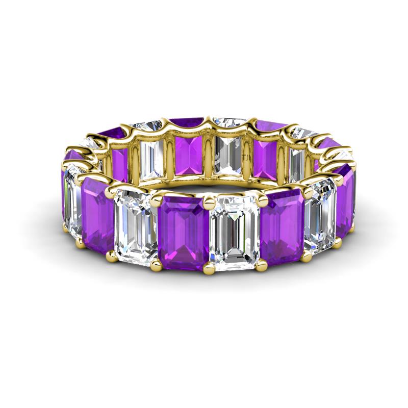 Victoria 6x4 mm Emerald Cut Amethyst and Lab Grown Diamond Eternity Band 