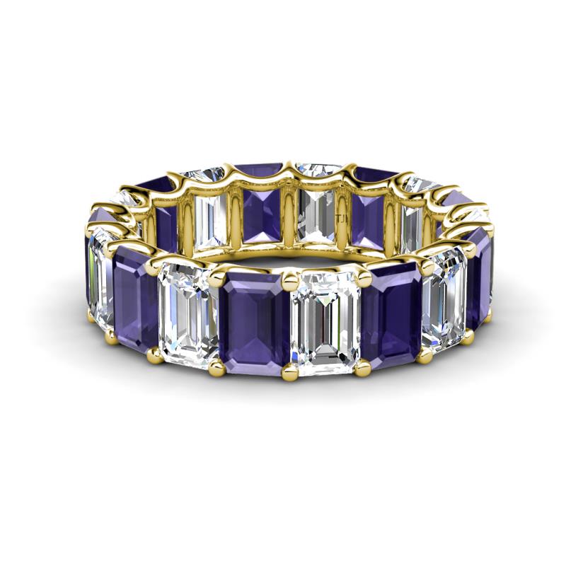 Victoria 6x4 mm Emerald Cut Iolite and Lab Grown Diamond Eternity Band 