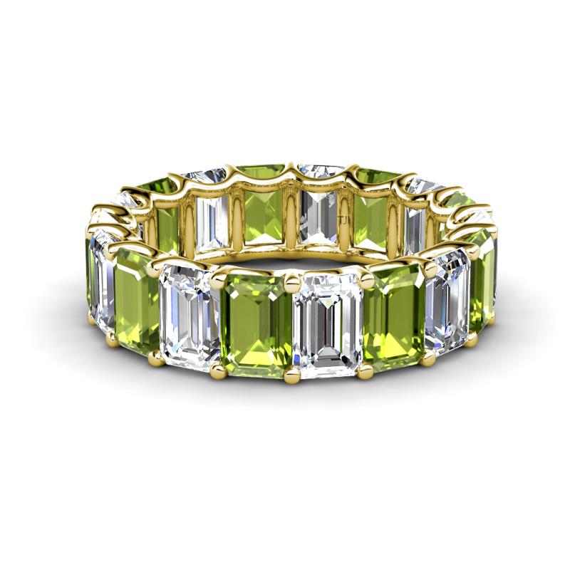 Victoria 6x4 mm Emerald Cut Peridot and Lab Grown Diamond Eternity Band 
