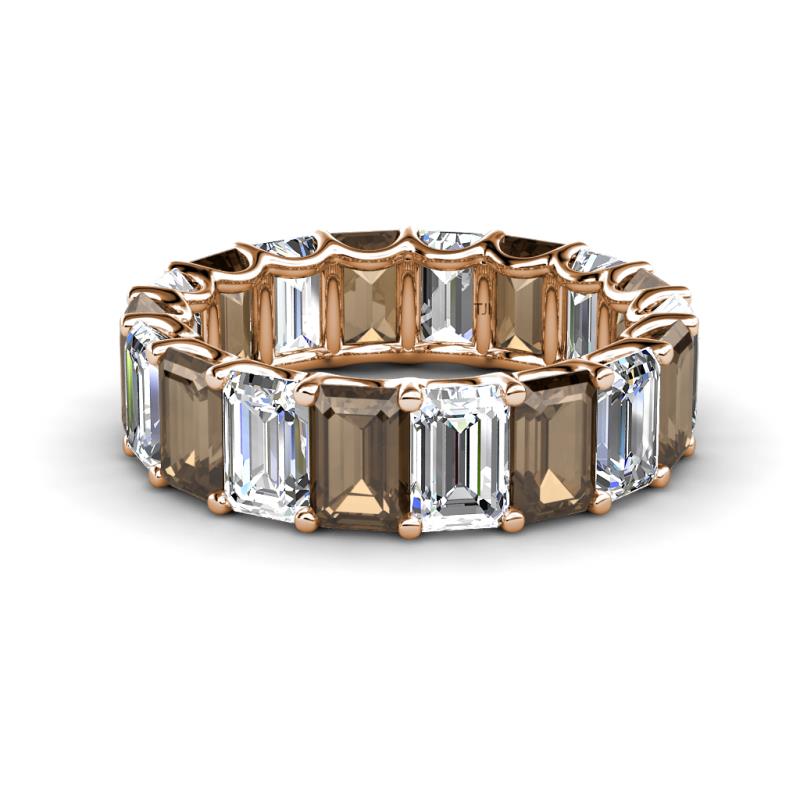 Victoria 6x4 mm Emerald Cut Smoky Quartz and Lab Grown Diamond Eternity Band 