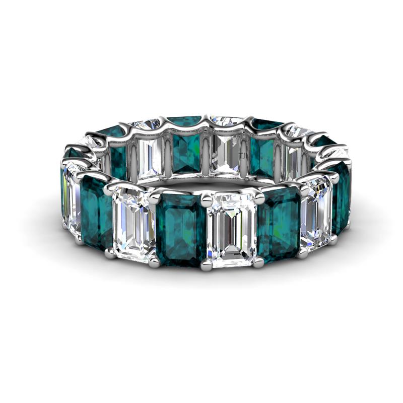 Victoria 6x4 mm Emerald Cut London Blue Topaz and Lab Grown Diamond Eternity Band 