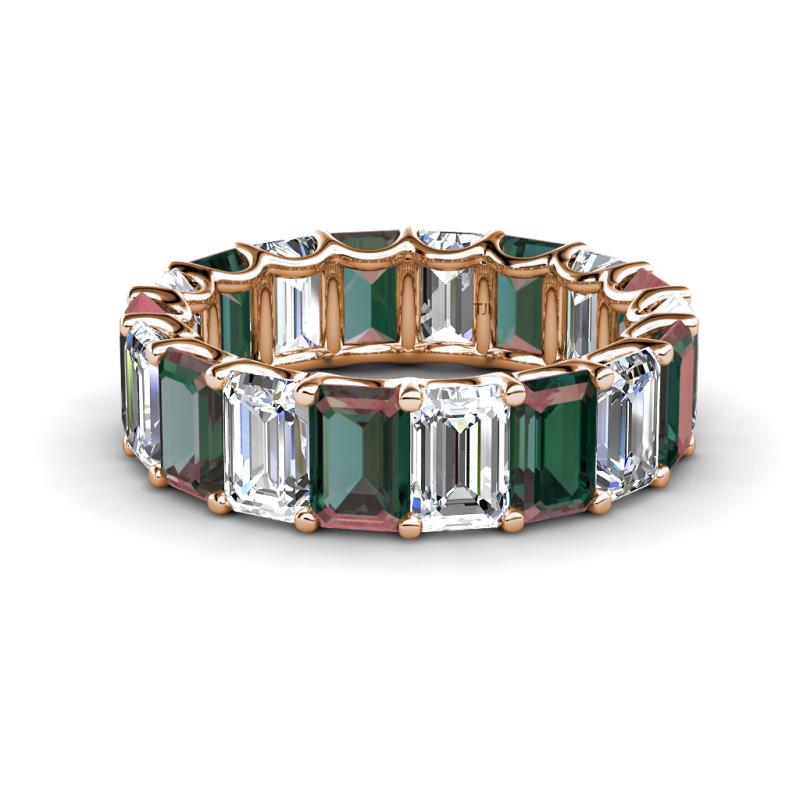 Victoria 6x4 mm Emerald Cut Lab Grown Diamond and Lab Created Alexandrite Eternity Band 