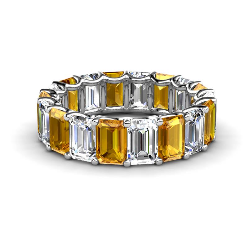 Victoria 6x4 mm Emerald Cut Citrine and Lab Grown Diamond Eternity Band 