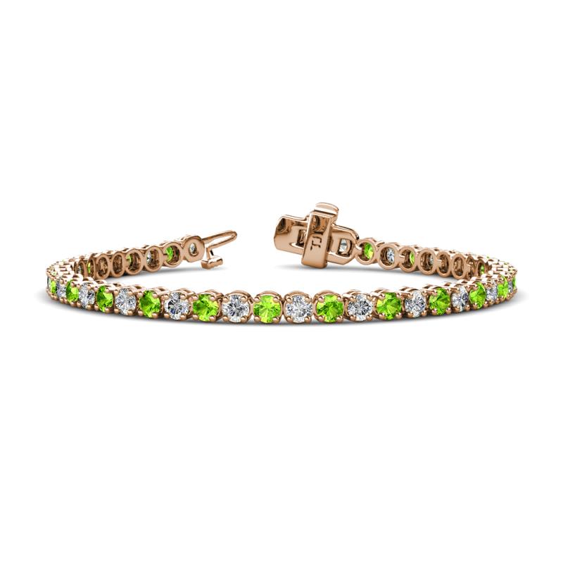 Izarra 3.90 mm Peridot and Lab Grown Diamond Eternity Tennis Bracelet 