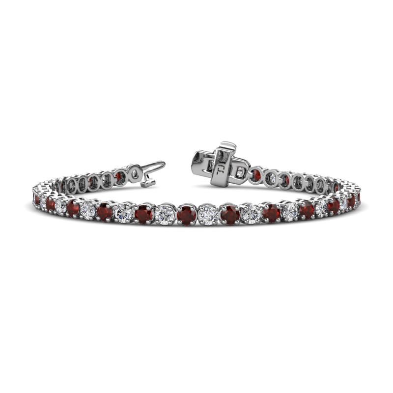 Izarra 3.90 mm Red Garnet and Lab Grown Diamond Eternity Tennis Bracelet 
