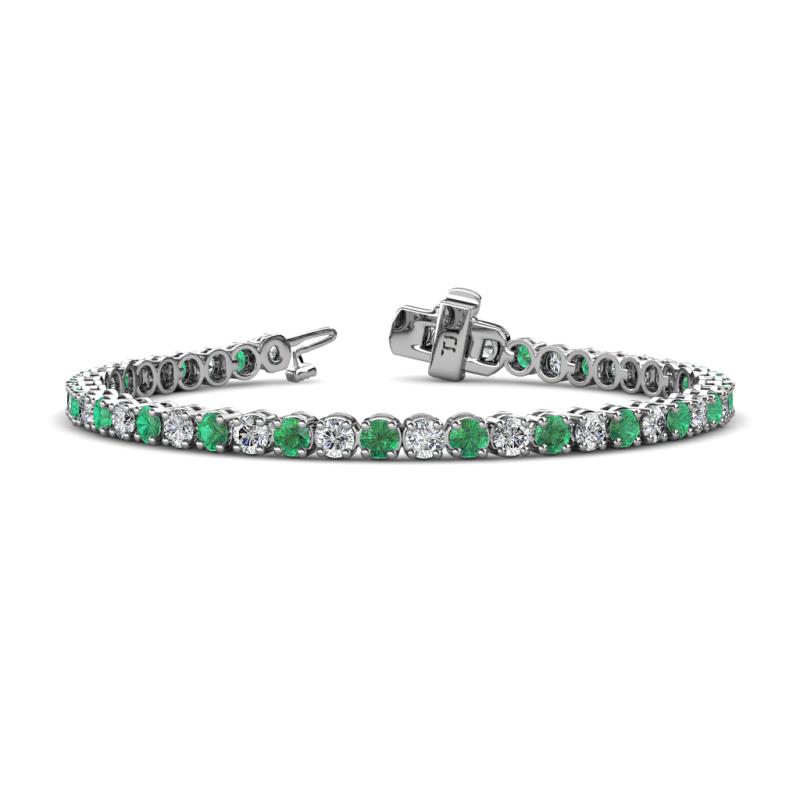 Izarra 3.90 mm Emerald and Lab Grown Diamond Eternity Tennis Bracelet 