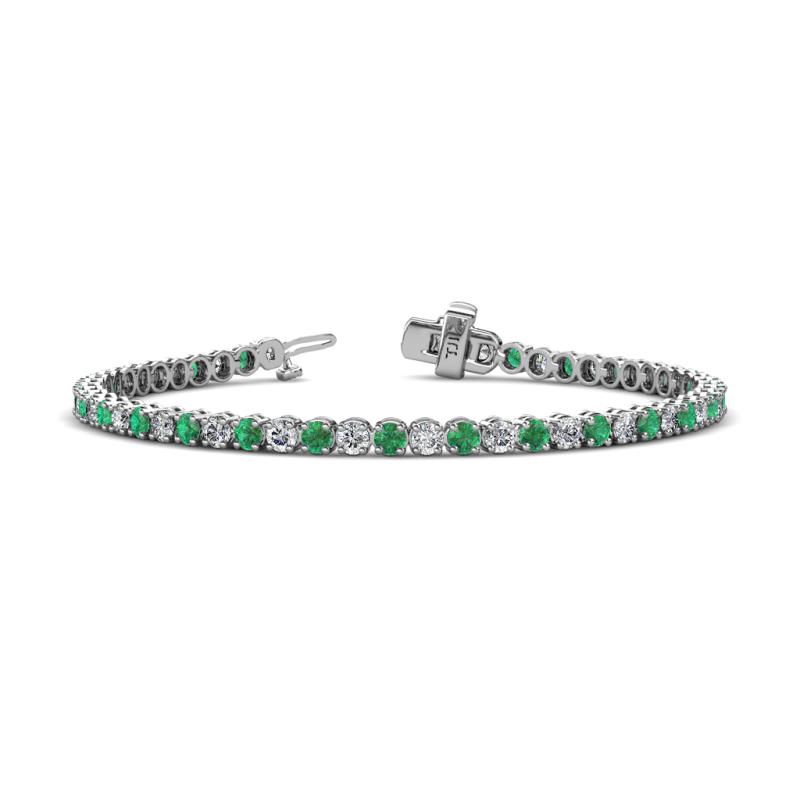 Izarra 3.80 ctw Emerald and Natural Diamond (2.90 mm) Eternity Tennis Bracelet 