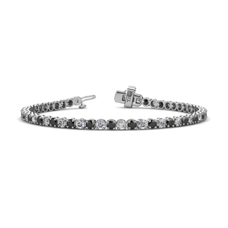 Izarra 4.37 ctw Black Diamond and Natural Diamond (2.90 mm) Eternity Tennis Bracelet 