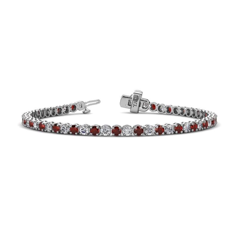 Izarra 2.90 mm Red Garnet and Lab Grown Diamond Eternity Tennis Bracelet 