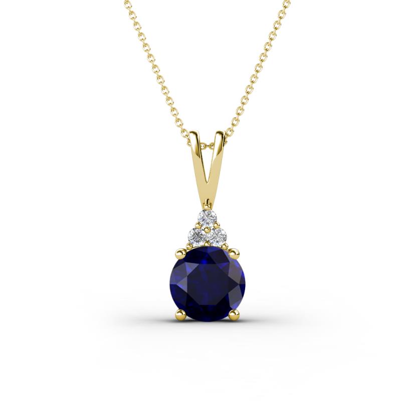 Agatha Round Blue Sapphire and Diamond Accent Pendant Necklace 