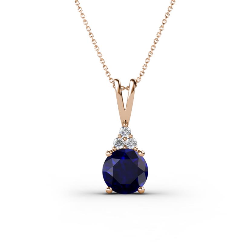 Agatha Round Blue Sapphire and Diamond Accent Pendant Necklace 