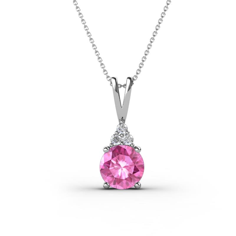 Agatha Round Lab Created Pink Sapphire and Diamond Accent Pendant Necklace 
