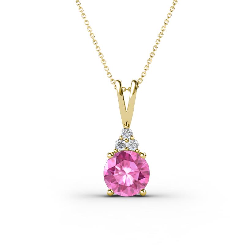 Agatha Round Lab Created Pink Sapphire and Diamond Accent Pendant Necklace 