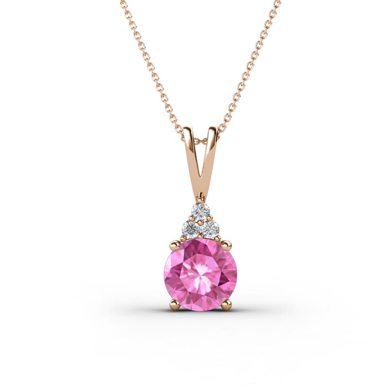 Agatha Round Lab Created Pink Sapphire and Diamond Accent Pendant Necklace 