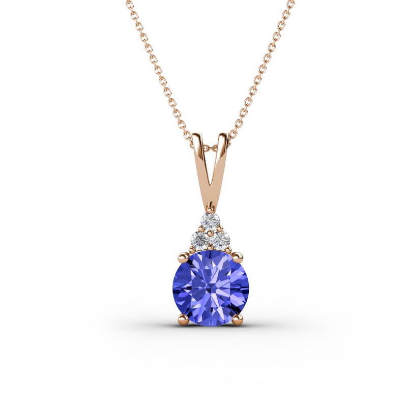 Agatha Round Tanzanite and Diamond Accent Pendant Necklace 