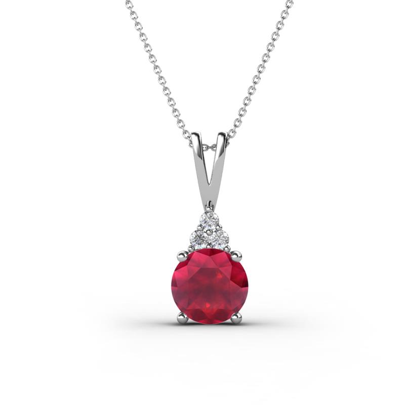 Agatha Round Ruby and Diamond Accent Pendant Necklace 