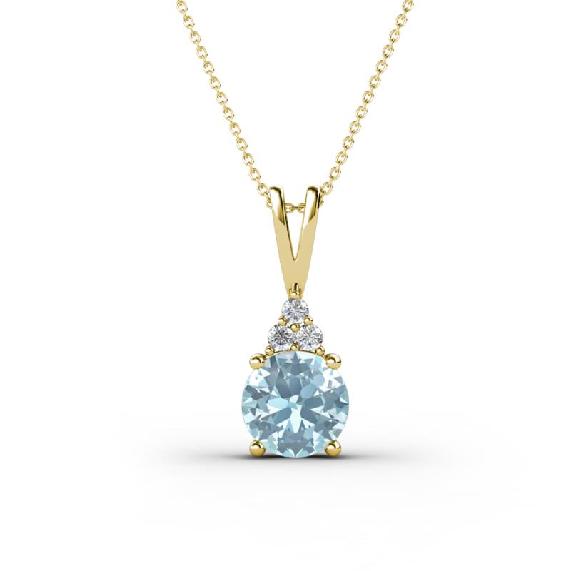 Agatha Round Aquamarine and Diamond Accent Pendant Necklace 