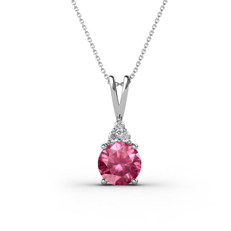 Agatha Round Pink Tourmaline and Diamond Accent Pendant Necklace 