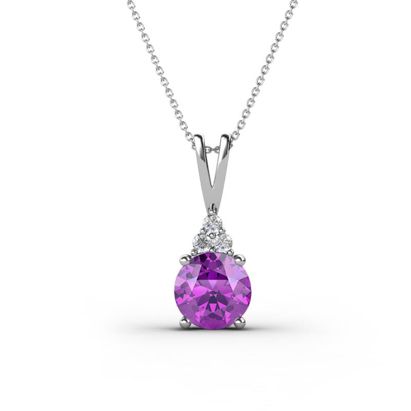 Agatha Round Amethyst and Diamond Accent Pendant Necklace 