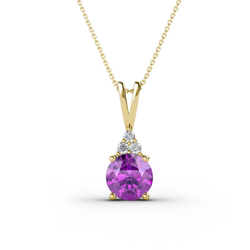 Agatha Round Amethyst and Diamond Accent Pendant Necklace 