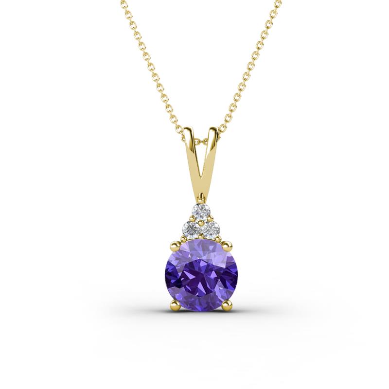 Agatha Round Iolite and Diamond Accent Pendant Necklace 