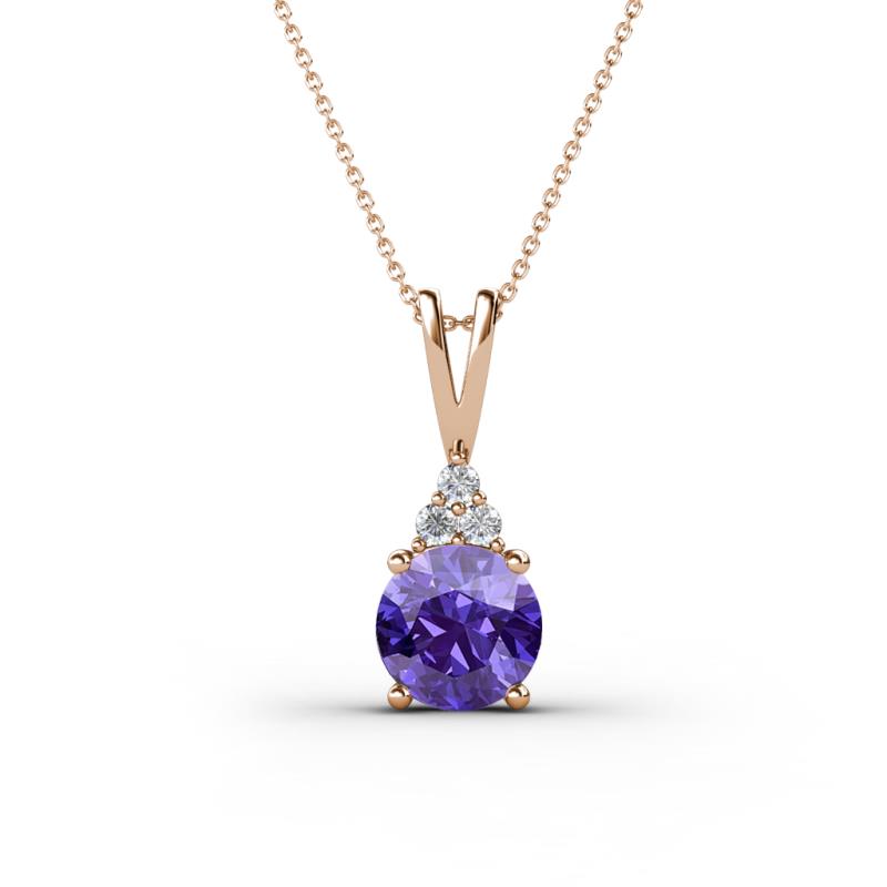 Agatha Round Iolite and Diamond Accent Pendant Necklace 