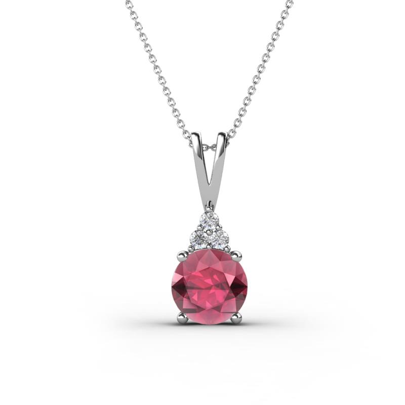 Agatha Round Rhodolite Garnet and Diamond Accent Pendant Necklace 