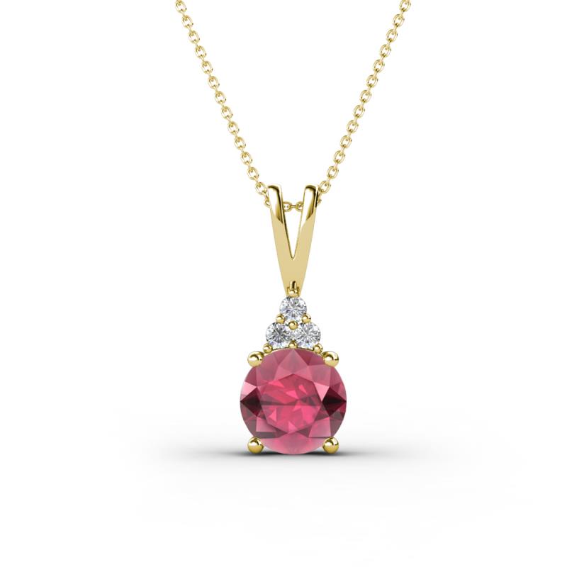 Agatha Round Rhodolite Garnet and Diamond Accent Pendant Necklace 