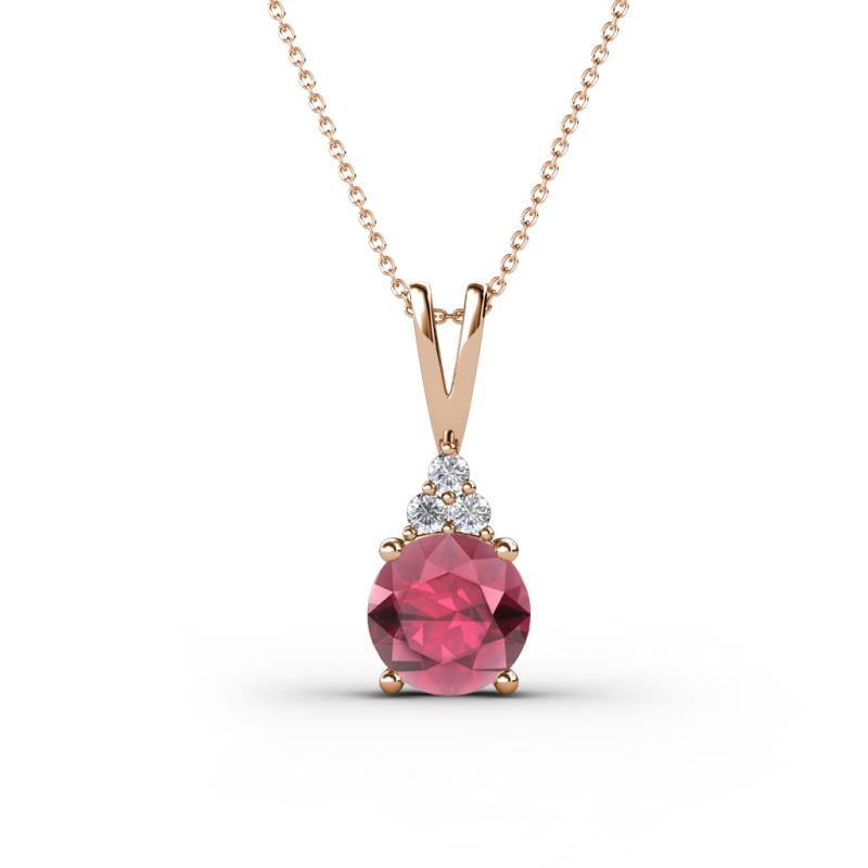 Agatha Round Rhodolite Garnet and Diamond Accent Pendant Necklace 