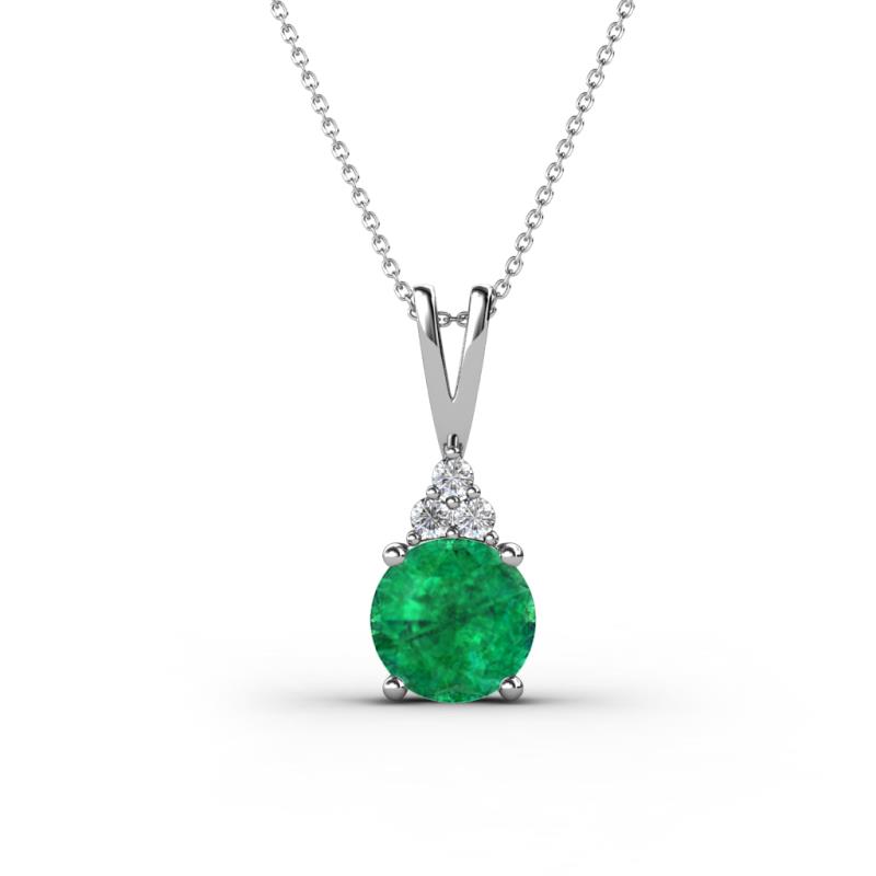 Agatha Round Emerald and Diamond Accent Pendant Necklace 