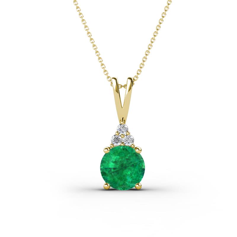 Agatha Round Emerald and Diamond Accent Pendant Necklace 