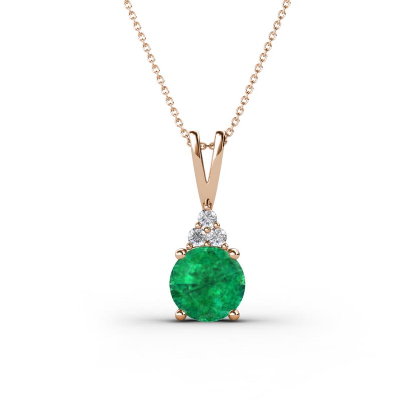 Agatha Round Emerald and Diamond Accent Pendant Necklace 