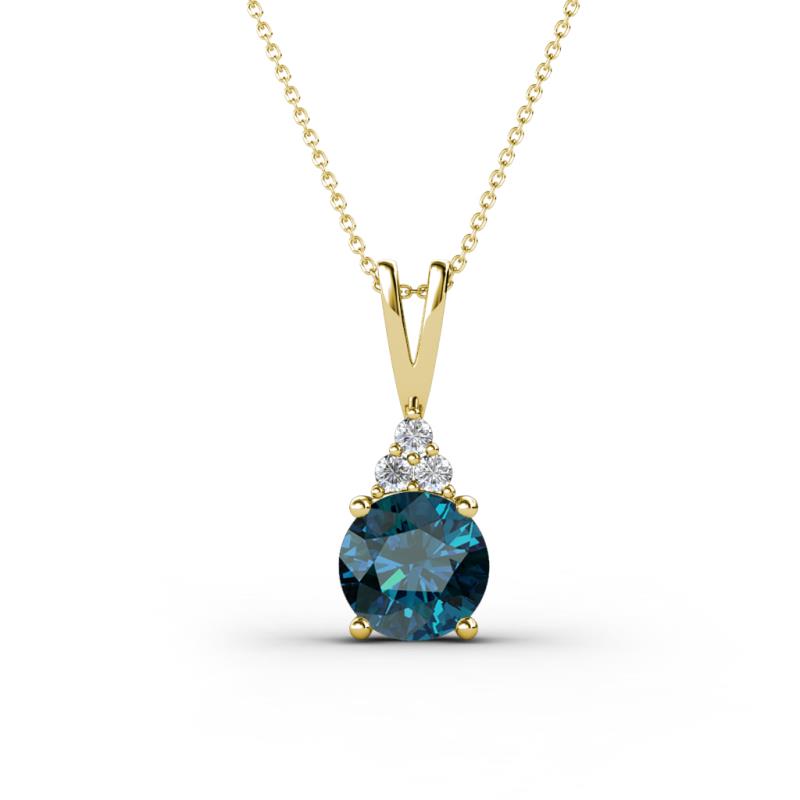 Agatha Round Blue Diamond and White Diamond Accent Pendant Necklace 