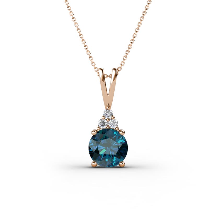 Agatha Round Blue Diamond and White Diamond Accent Pendant Necklace 