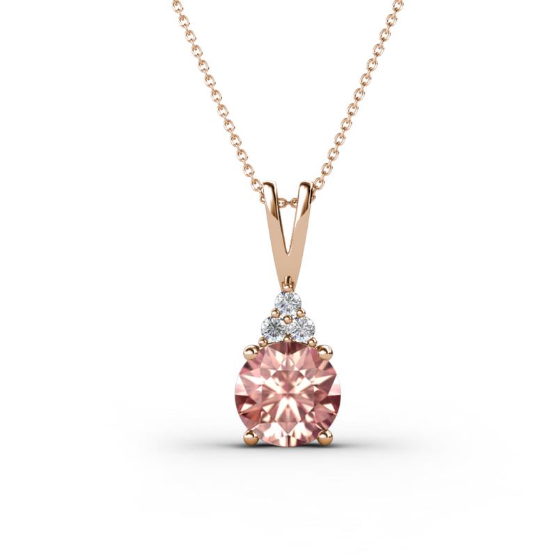 Agatha Round Morganite and Diamond Accent Pendant Necklace 