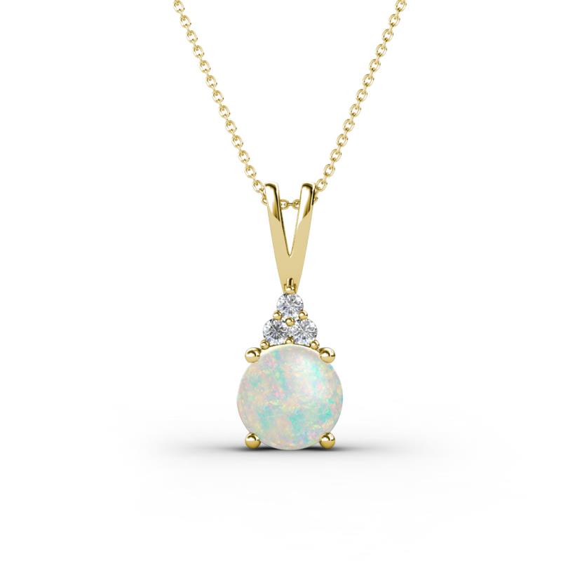 Agatha Round Opal and Diamond Accent Pendant Necklace 